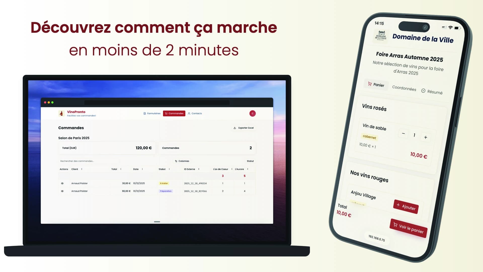 Aperçu de la démo VinoPronto